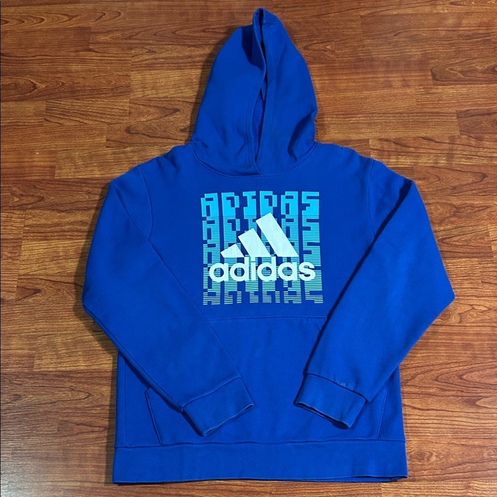 Adidas Royal Blue Hoodie with Graphic Logo